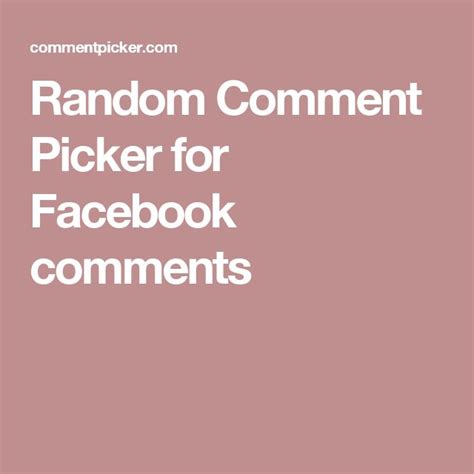 Facebook Comment Picker Free Tool.